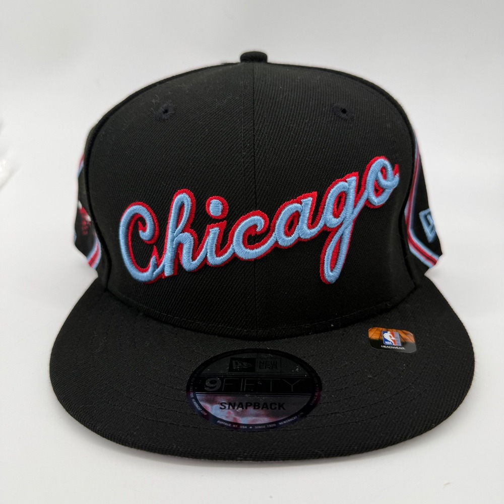 New Era Chicago Bulls 9FIFTY Snapback Hat Black Blue Script 60761358 NBA Cap